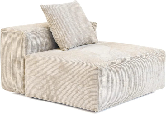 Matrix Modern Modular Sofas | Beige Corduroy Armless Single Sofa 1-seater