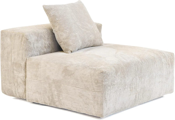 Matrix Modern Modular Sofas | 1-Piece Beige Corduroy Armless Single Sofa 1-seater
