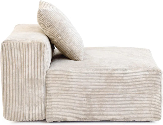 Matrix Modern Modular Sofas | Beige Corduroy Armless Single Sofa 1-seater