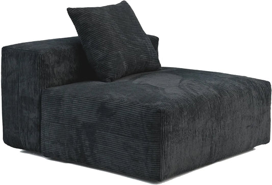 Matrix Modern Modular Sofas | Black Corduroy Armless Single Sofa 1-seater