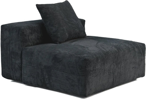 Matrix Modern Modular Sofas | 1-Piece Black Corduroy Armless Single Sofa 1-seater