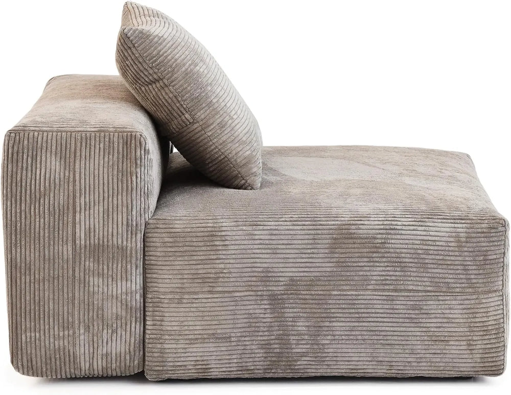 Matrix Modern Modular Sofas | Brown Corduroy Armless Single Sofa 1-seater