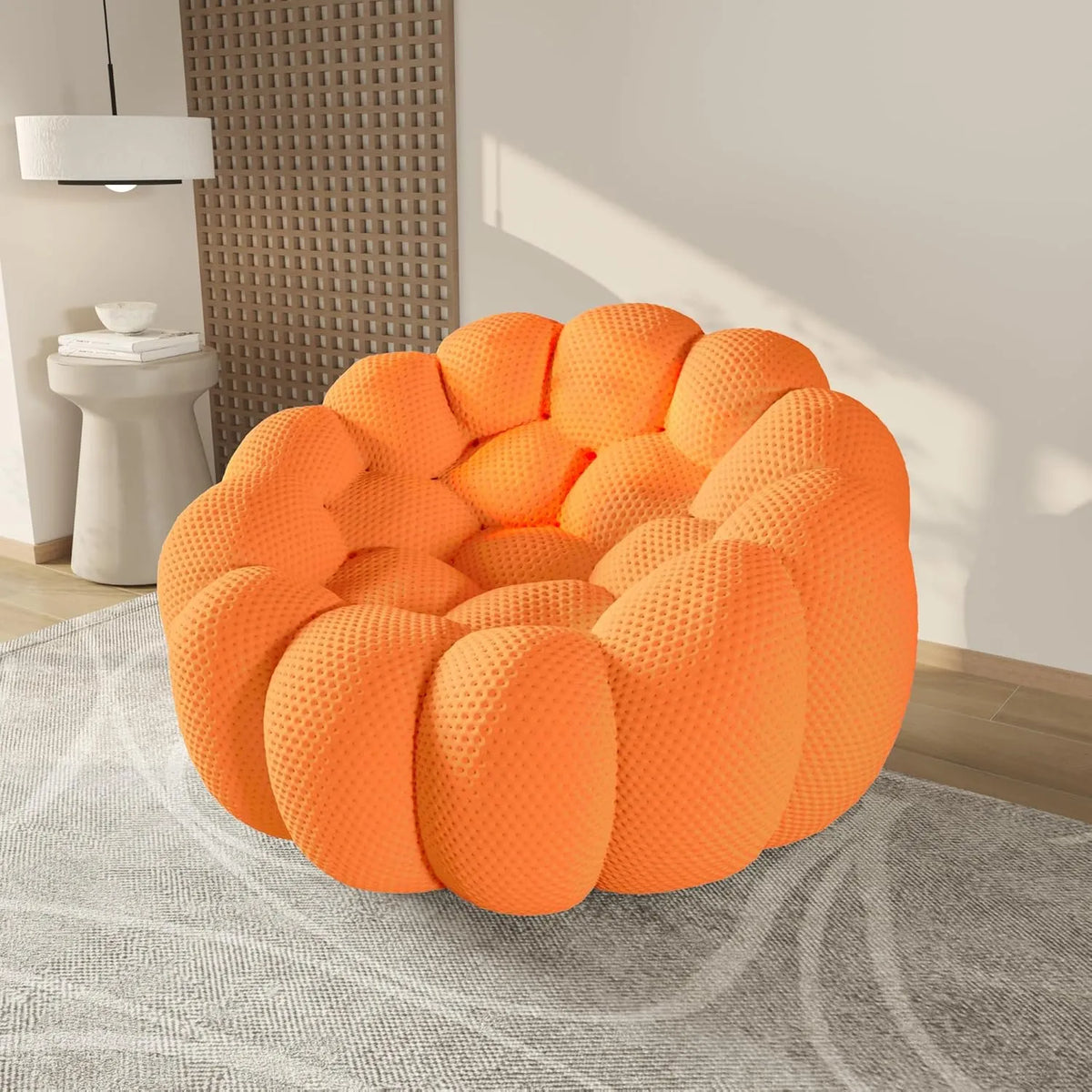 Sofá individual de tela de punto 3D naranja de 1 plaza Essential | 1 pieza, tela de punto 3D, espacios pequeños