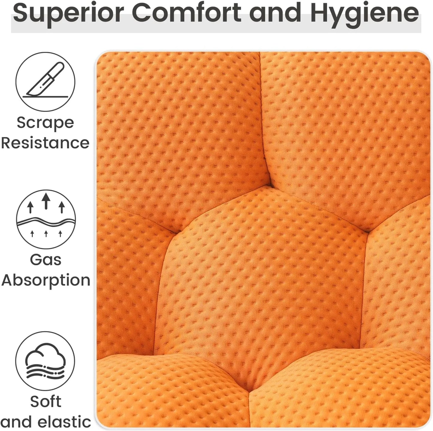 Essential Floor Sofas | Orange 3D Knitted Fabric Couch Sectionals 6-seaters