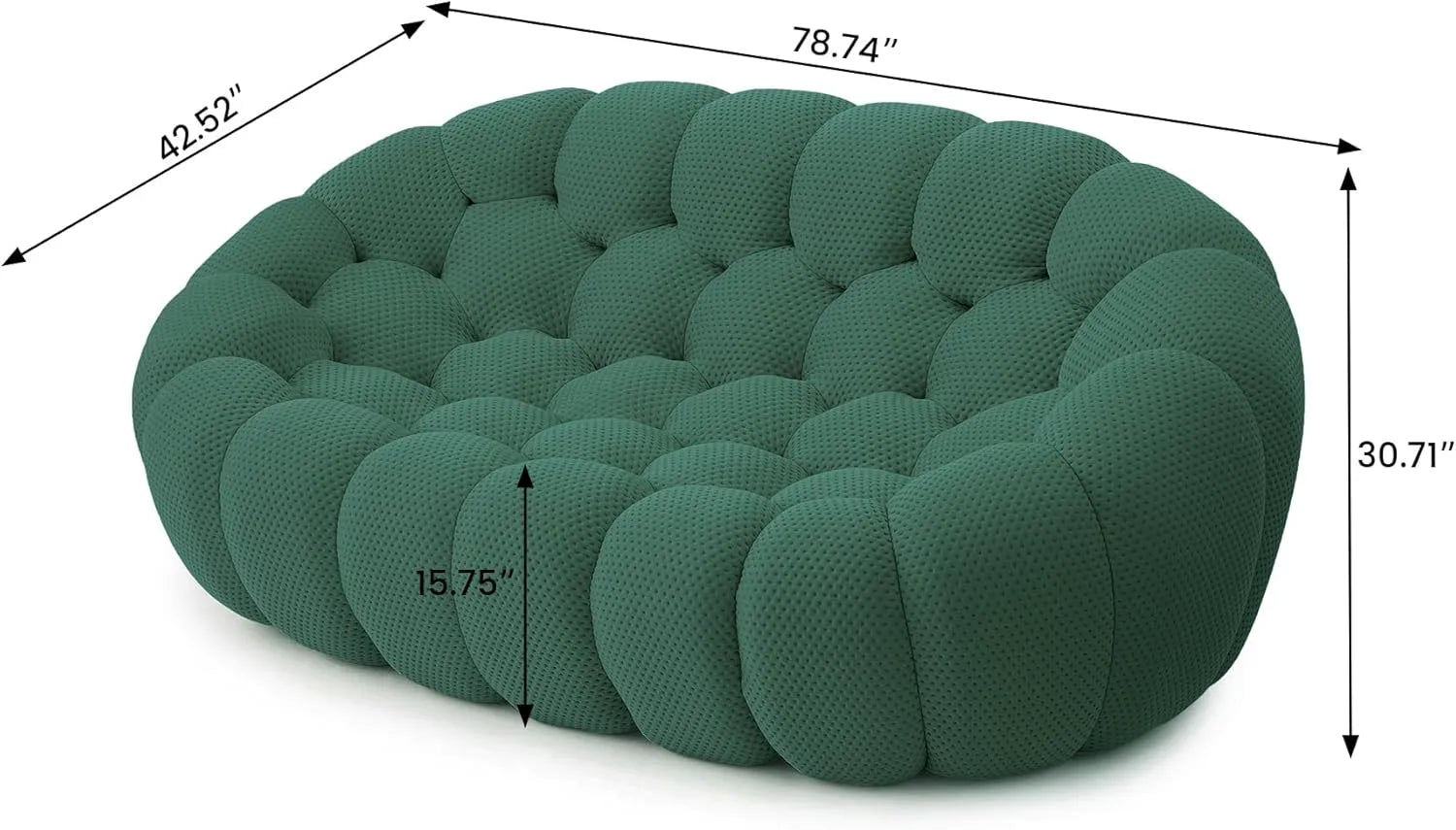 Sofás de dos plazas esenciales de tela de punto 3D verde | 1 pieza, tela de punto 3D, ideal para apartamentos