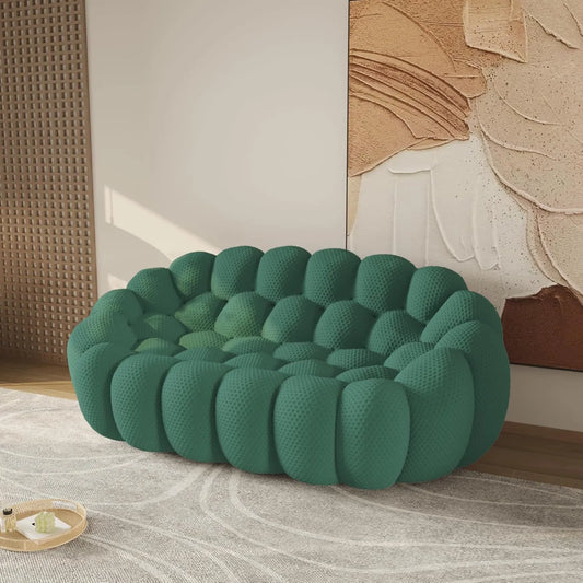 Essential Floor Sofas | Green 3D Knitted Fabric Loveseats 2-seaters