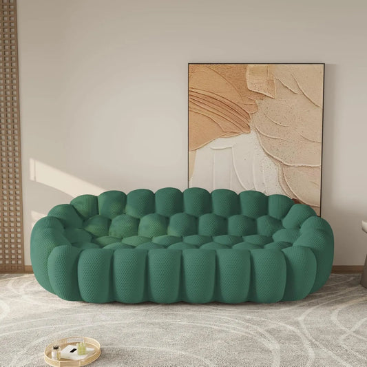 Essential Floor Sofas | Green 3D Knitted Fabric Couch Sectionals 3-seaters