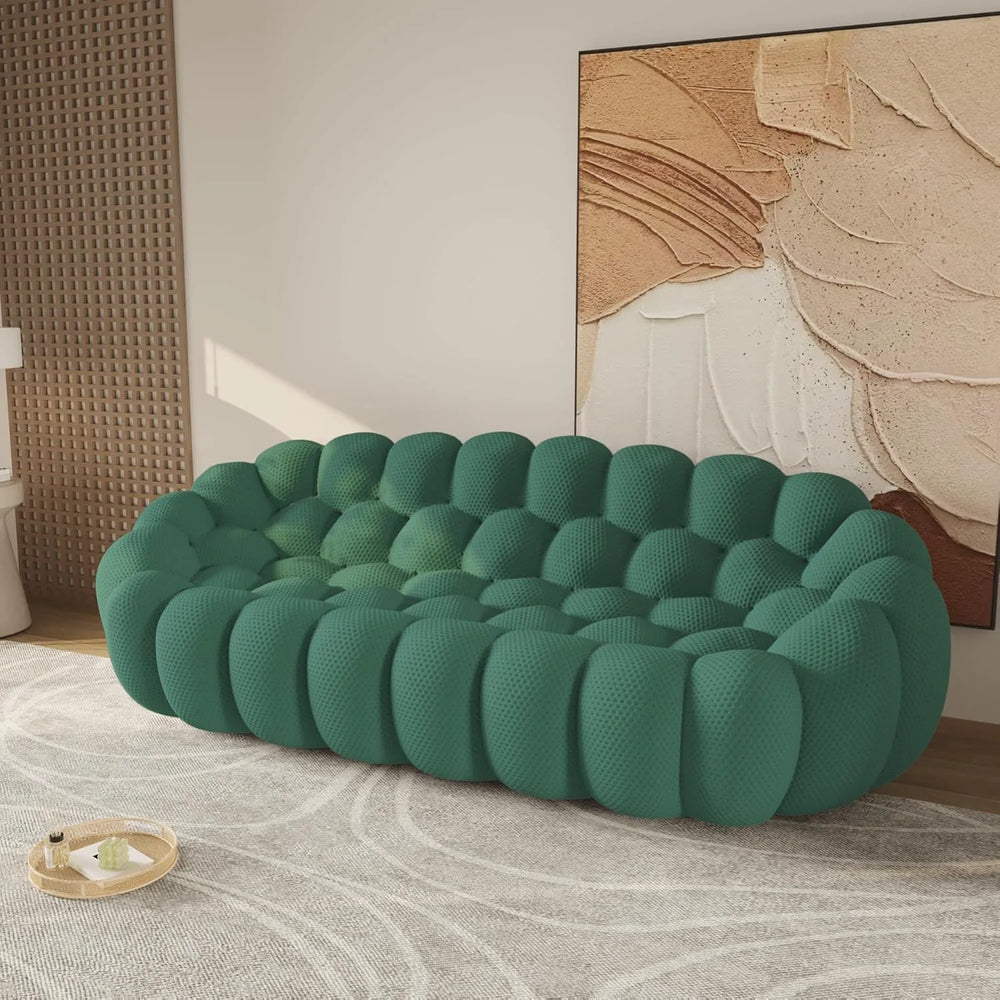 Essential Floor Sofas | Green 3D Knitted Fabric Couch Sectionals 3-seaters