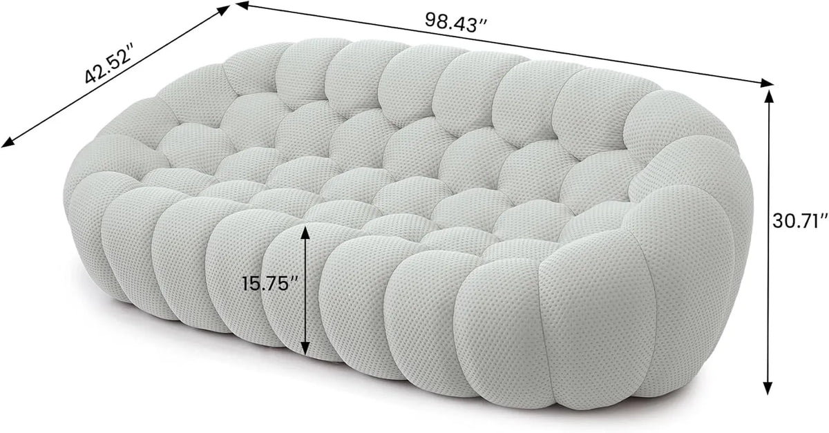 Sofás de suelo esenciales | Conjunto de sofá de 3 plazas en tejido de punto 3D gris claro de 1 pieza