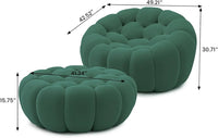 Essential Floor Sofas | Green 3D Knitted Fabric Single Seat 1-seater with 1 Ottoman