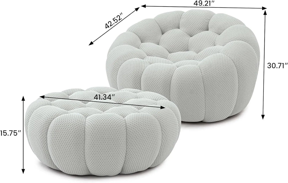 Essential Floor Sofas | 2-Piece Light Grey 3D Knitted Fabric Sofa Sets 1-seater
