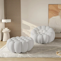 Essential Floor Sofas | 2-Piece Light Grey 3D Knitted Fabric Sofa Sets 1-seater