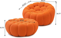 Essential Floor Sofas | 2-Piece Orange 3D Knitted Fabric Sofa Sets 1-seater