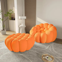 Essential Floor Sofas | 2-Piece Orange 3D Knitted Fabric Sofa Sets 1-seater
