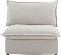 Deluxe Linen Cloud Sectional Sofas | Beige Cotton and Linen Armless Single Sofa 1-seater
