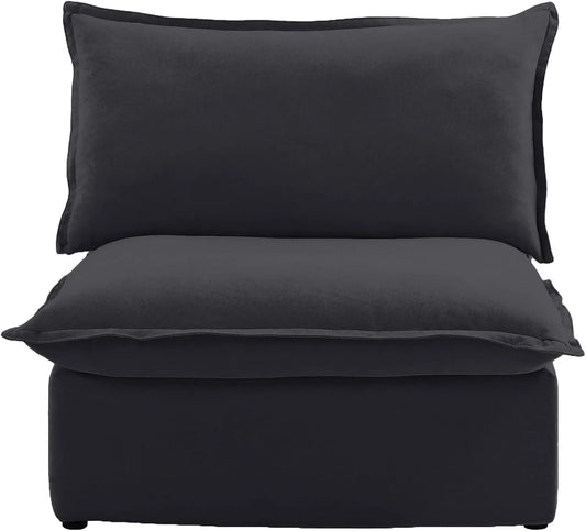 Deluxe Linen Cloud Sectional Sofas | Black Cotton and Linen Armless Single Sofa 1-seater