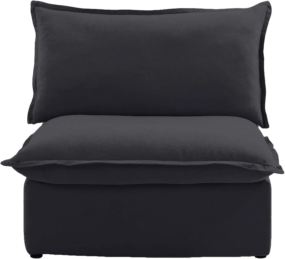 Deluxe Linen Cloud Sectional Sofas | 1-Piece Black Cotton and Linen Armless Single Sofa 1-Seater