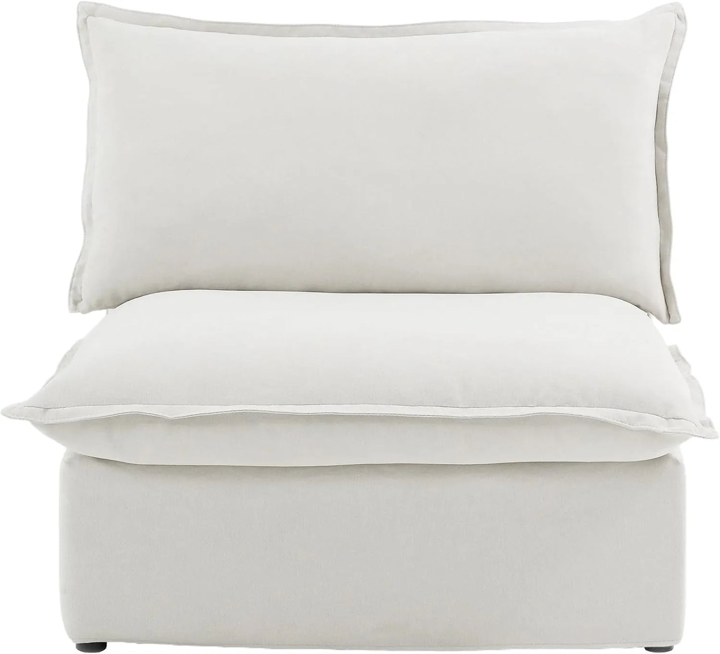 Deluxe Linen Cloud Sectional Sofas | White Cotton and Linen Armless Single Sofa 1-seater
