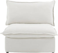 Deluxe Linen Cloud Sectional Sofas | White Cotton and Linen Armless Single Sofa 1-seater