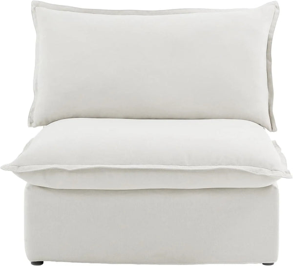 Sofás seccionales de lino Deluxe Cloud | Sofá individual de una plaza, sin brazos, de algodón y lino blanco