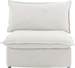 Deluxe Linen Cloud Sectional Sofas | White Cotton and Linen Armless Single Sofa 1-seater