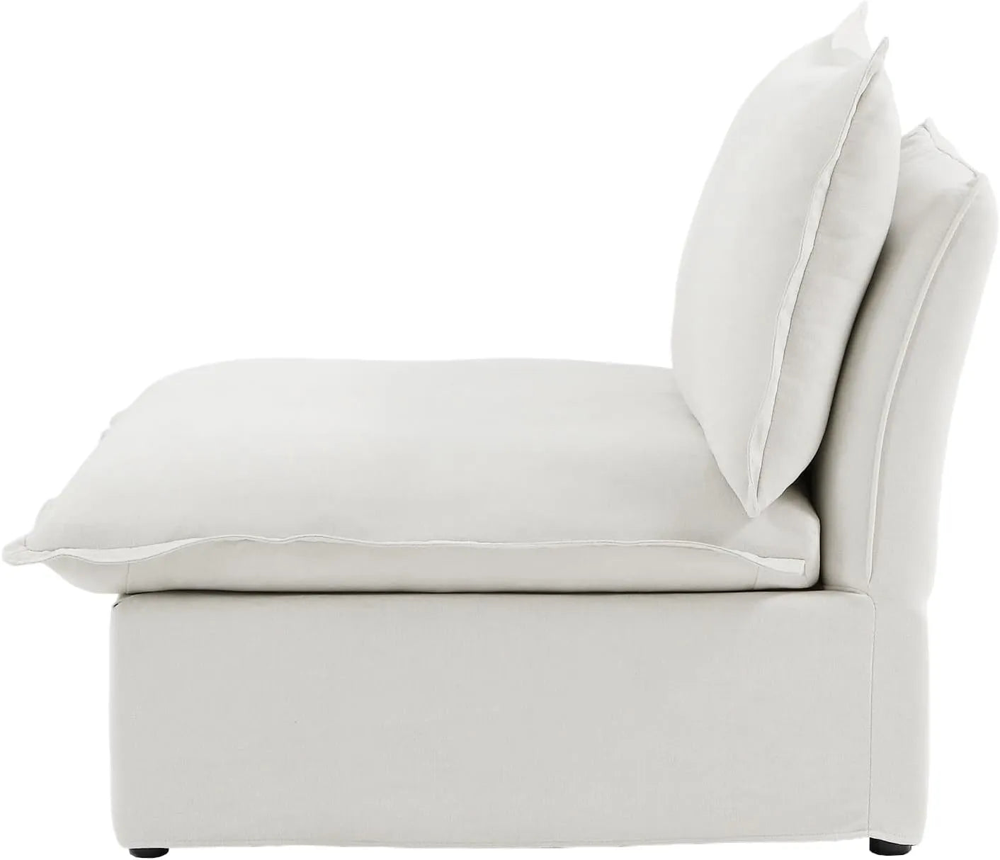 Deluxe Linen Cloud Sectional Sofas | White Cotton and Linen Armless Single Sofa 1-seater