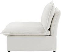 Deluxe Linen Cloud Sectional Sofas | White Cotton and Linen Armless Single Sofa 1-seater