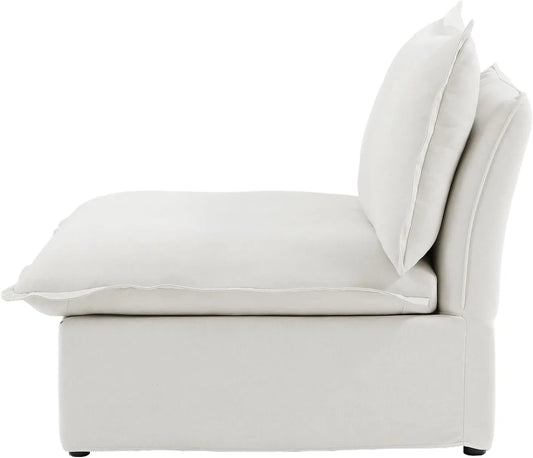 Deluxe Linen Cloud Sectional Sofas | White Cotton and Linen Armless Single Sofa 1-seater