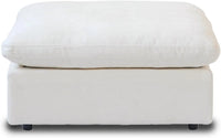 Deluxe Slope Cloud Sectional Sofas | 1-Piece White Linen Ottomans