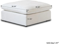 Deluxe Slope Cloud Sectional Sofas | 1-Piece White Linen Ottomans