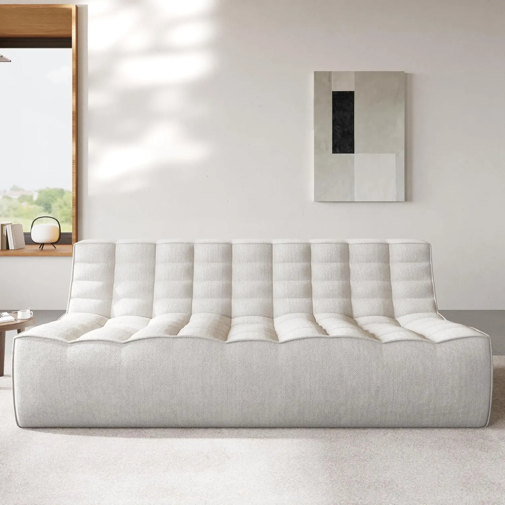 Essential Classic Floor Sofas | Light Grey Chenille and Linen Couch Sectionals 3-seaters