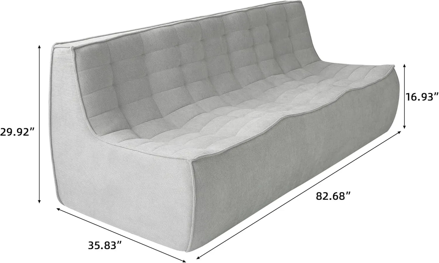 Essential Classic Floor Sofas | Light Grey Chenille and Linen Couch Sectionals 3-seaters