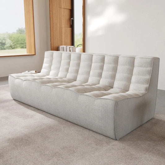 Essential Classic Floor Sofas | Light Grey Chenille and Linen Couch Sectionals 3-seaters