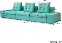 Deluxe Adjustable Cloud Sectional Sofas | Tiffany Blue Frosted Velvet Couch Sectionals 3-seaters