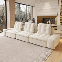 Deluxe Adjustable Cloud Sectional Sofas | Beige Frosted Velvet Couch Sectionals 3-seaters