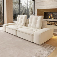 Deluxe Adjustable Cloud Sectional Sofas | Beige Frosted Velvet Loveseats 2-seaters