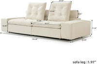 Deluxe Adjustable Cloud Sectional Sofas | Beige Frosted Velvet Loveseats 2-seaters