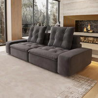 Deluxe Adjustable Cloud Sectional Sofas | Grey Frosted Velvet Loveseats 2-seaters