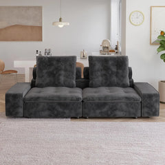 Deluxe Adjustable Cloud Sectional Sofas | Grey Frosted Velvet Loveseats 2-seaters