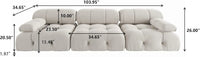 Matrix Minimalist Modular Sofas | Beige Velvet Couch Sectionals 3-seaters