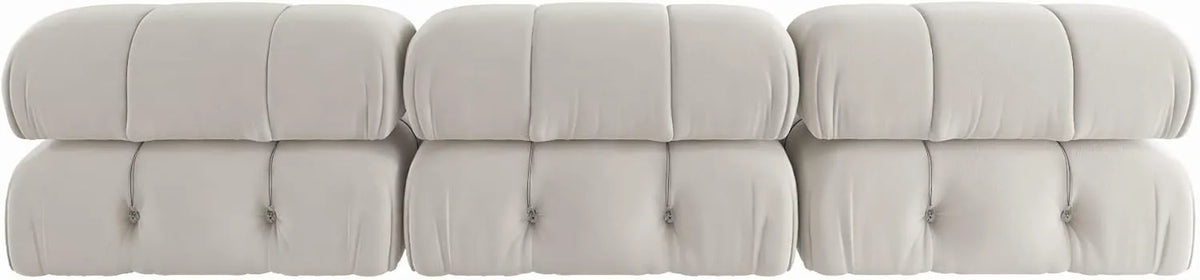 Matrix 3-Seater Beige Modular Couch Sectional | 3-Piece, Velvet Fabric, Small Space