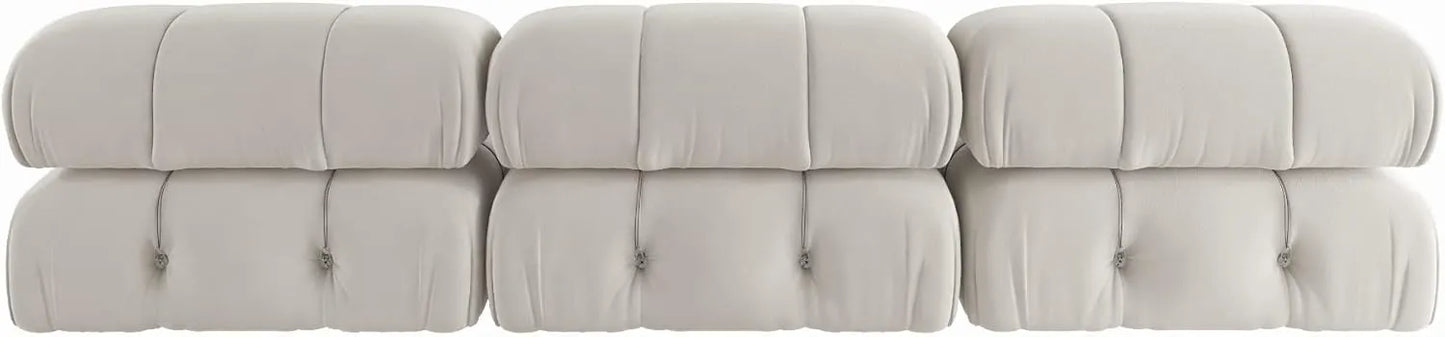 Matrix Minimalist Modular Sofas | Beige Velvet Couch Sectionals 3-seaters