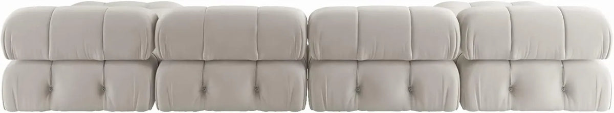 Matrix 4-Seater Beige Modular Couch Sectional | 4-Piece, Velvet Fabric, Spacious Design