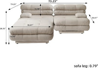 Matrix Italian Modular Sofas | Light Brown Teddy Velvet Loveseats 2-seaters with 1 Ottoman