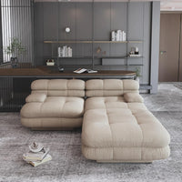 Matrix Italian Modular Sofas | Light Brown Teddy Velvet Loveseats 2-seaters with 1 Ottoman