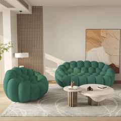 Essential Floor Sofas | Green 3D Knitted Fabric Couch Sectionals 3-seaters