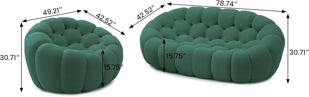 Essential Floor Sofas | Green 3D Knitted Fabric Couch Sectionals 3-seaters