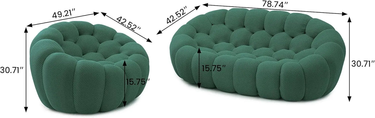 Seccionales Esenciales de 3 Plazas en Forma de L de Tela Tejida 3D Verde | 2 Piezas, Tela Tejida 3D, Ideal para Apartamentos