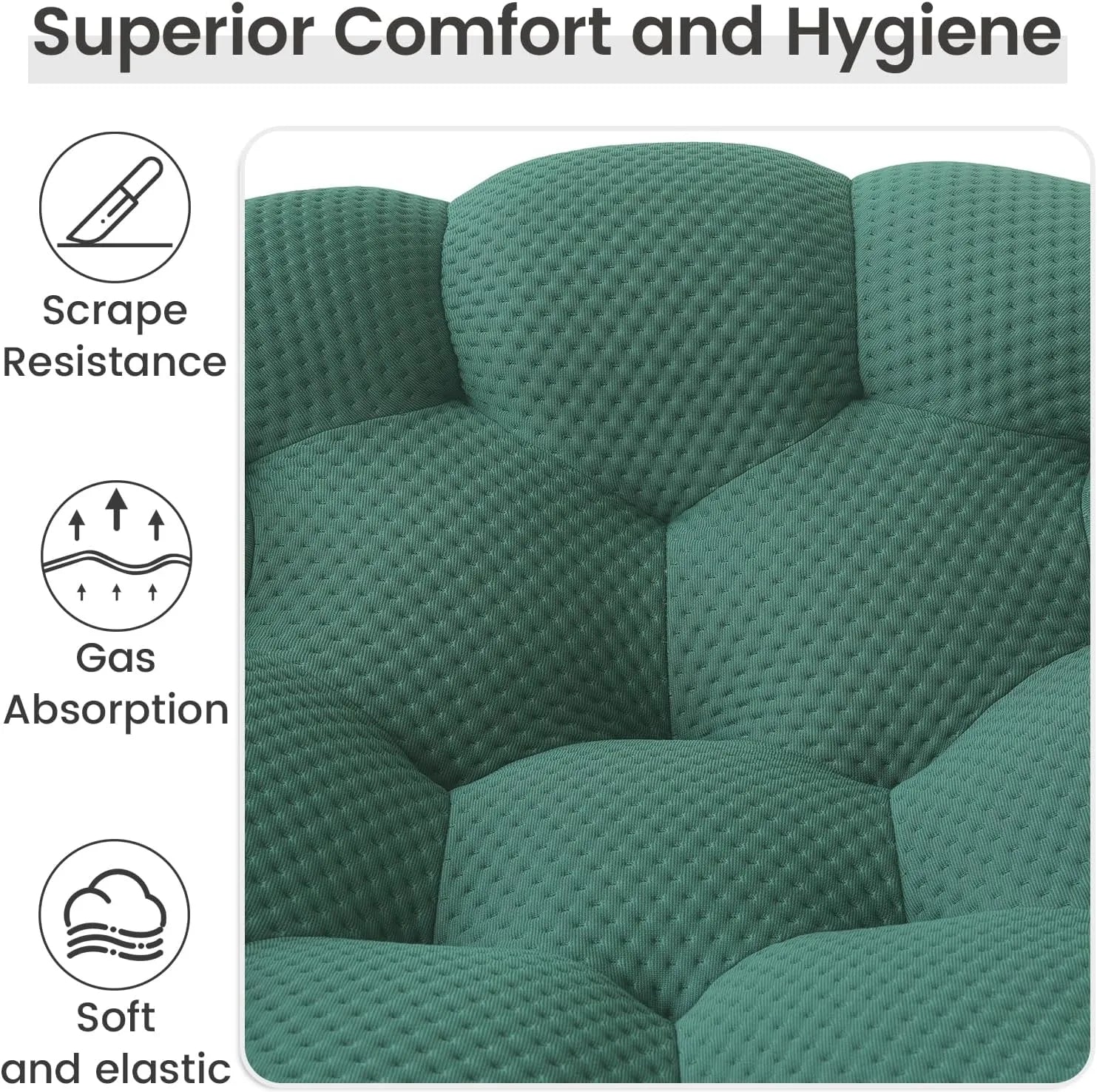Essential 3-Seater green 3D-Knitted Fabric L-Shaped Sectionals | 2-Piece, 3D-Knitted Fabric, Apartment Friendly