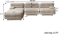 Matrix Italian Modular Sofas | Light Brown Teddy Velvet Couch Sectionals 3-seaters with 1 Ottoman